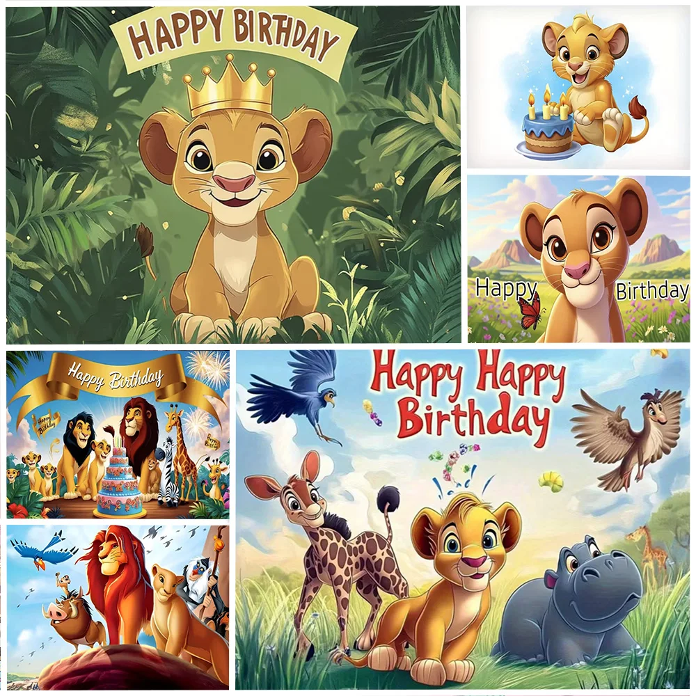 

Lion King Simba Backdrop Cartoon Kids Birthday Party Decoration Background Cute Animal Baby Shower Supplies Photographic Props