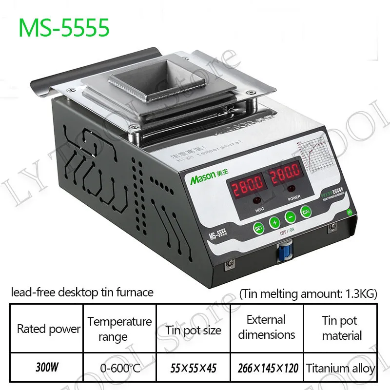 MS-50 250w Digitale Senza Piombo In Lega di Titanio saldare pentola di stagno di fusione 0.6KG temperatura regolabile Forno di fusione di stagno 110V /220V