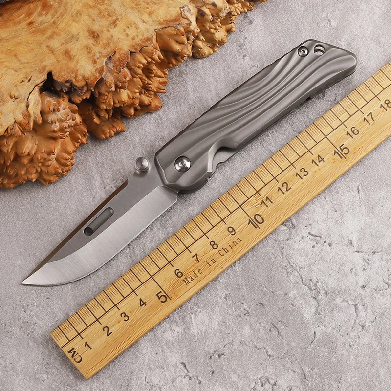 AUS-8 Steel Titanium Alloy Folding Knife High Hardness Portable Tool for Outdoor Camping, Climbing, and Rock Climbing