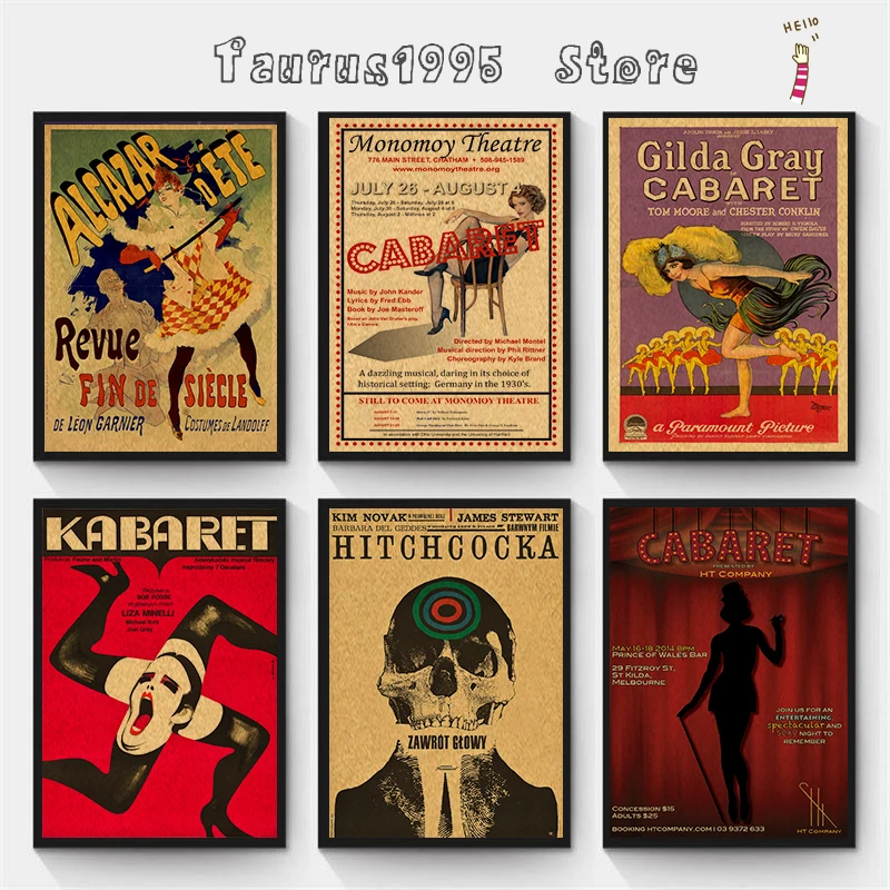

American Movie Cabaret Retro Posters Good Quality Kraft Paper Printed Wall Posters Art Painting Home Room Decor