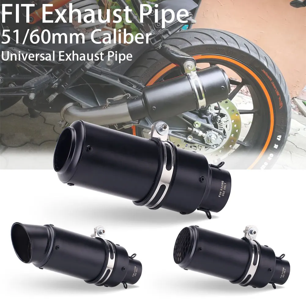 

Motorcycle Exhaust Pipe High Quality All Black 51/60mm Universal Caliber Muffler For XJ6 MT07 Escape Refit Exhaust Upgrade Kit