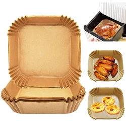 100/200Pcs Air Fryer Disposable Paper Square Air Fryer Accessories Oil-proof Liner Non-Stick Mat for Kitchen Oven Baking