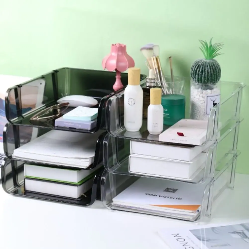 Multifunctional Minimalism File Storage Tray INS Style Durable A4 File Rack Stackable Desktop Organizer Home Office