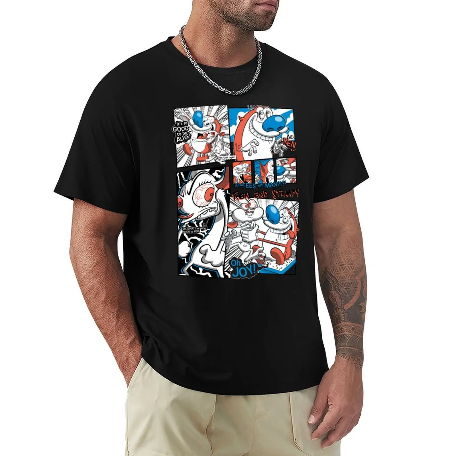 

Ren and Stimpy Vintage Color Pop Comic Strip Poster T-Shirt anime t shirts custom shirt mens graphic t-shirts pack