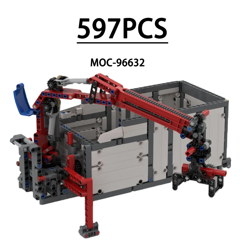 

MOC-96632 Модель контейнеровоза с краном, 597 деталей, развивающая игрушка для детей на день рождения, Рождество, Новый год, подарок