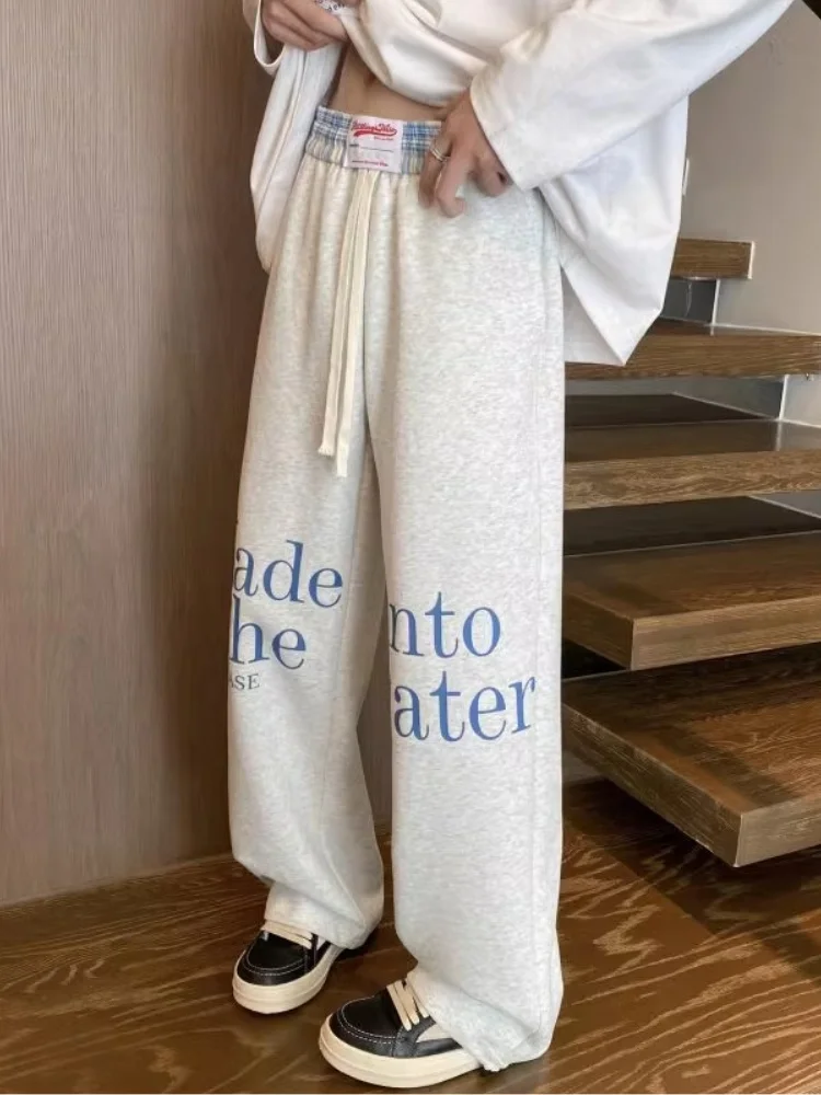 

Cool Letter Print Heavyweight Men's Sweatpants Autumn Winter Straight Leg Loose Fit Spor Teens Casual Trousers