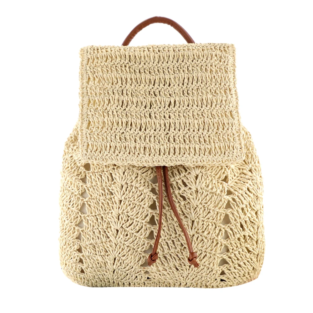 Bolso de hombro de paja para mujer, mochila tejida a mano, bolso Simple para vacaciones en la playa, bolso al aire libre