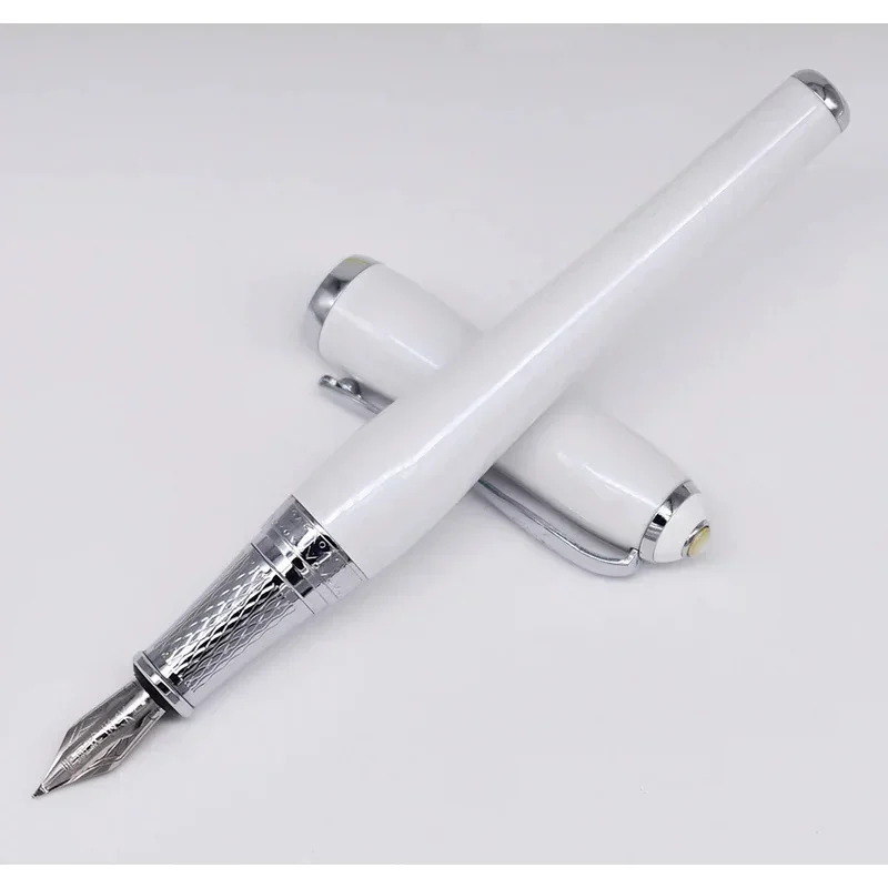 new-duke-elegant-calligraphy-fude-nib-fountain-pen-medium-classic-writing-gift-pen-white-color-business-office-home-supplies