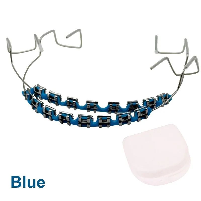 New Quality 1 Pair Colorful Temporary Tooth Decoration with Box, Metal Wires Orthodontic Ligature Ties & Fake Braces Brackets