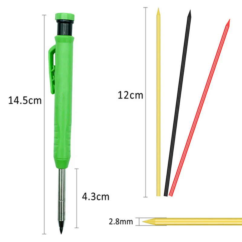 Solidny zestaw ołówków stolarskich z wbudowaną temperówką Ołówek automatyczny Rysik Ołówek do obróbki drewna Ołówek mechaniczny