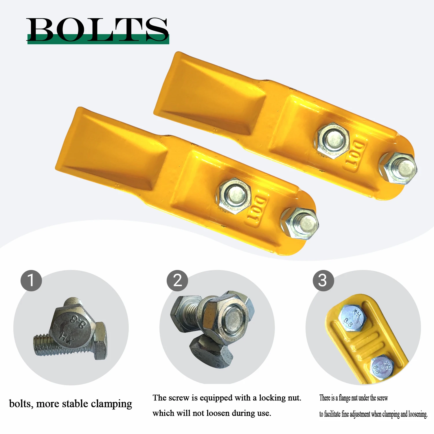 Denti della benna da 2 pezzi per parti metalliche della benna del camion dell'escavatore idraulico con bulloni e dadi