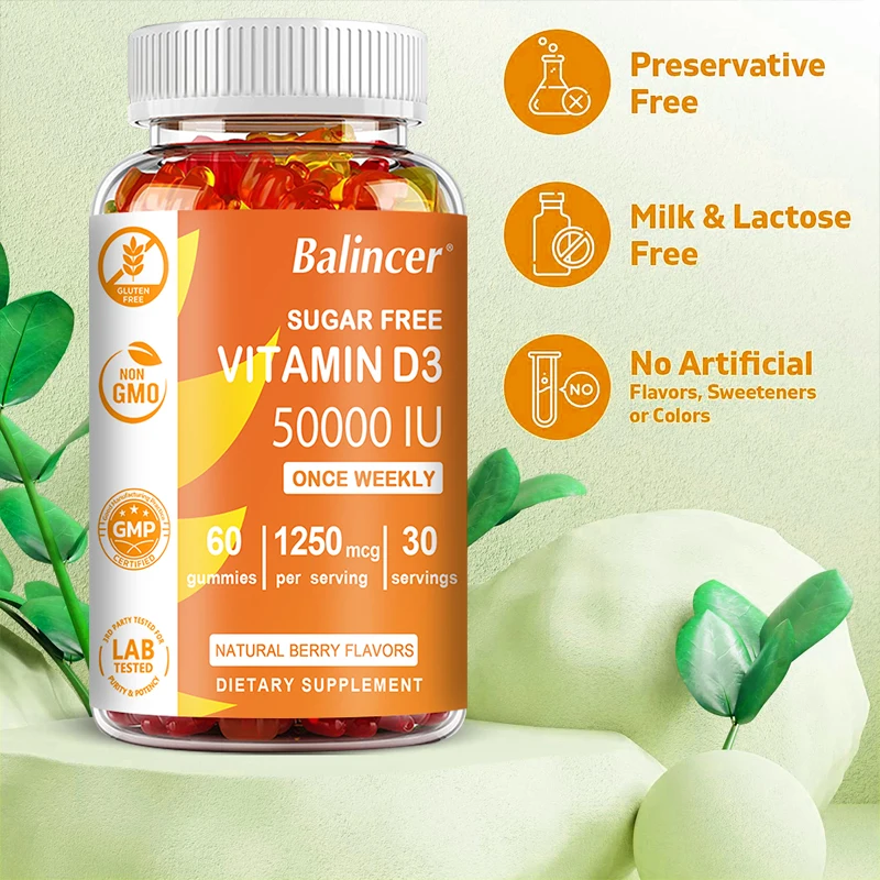 High Potency Vitamin D3 50,000 IU - Immune Support, Bone, Teeth, Heart and Nerve Health, Antioxidant - Gluten-Free, Non-GMO - Image 2