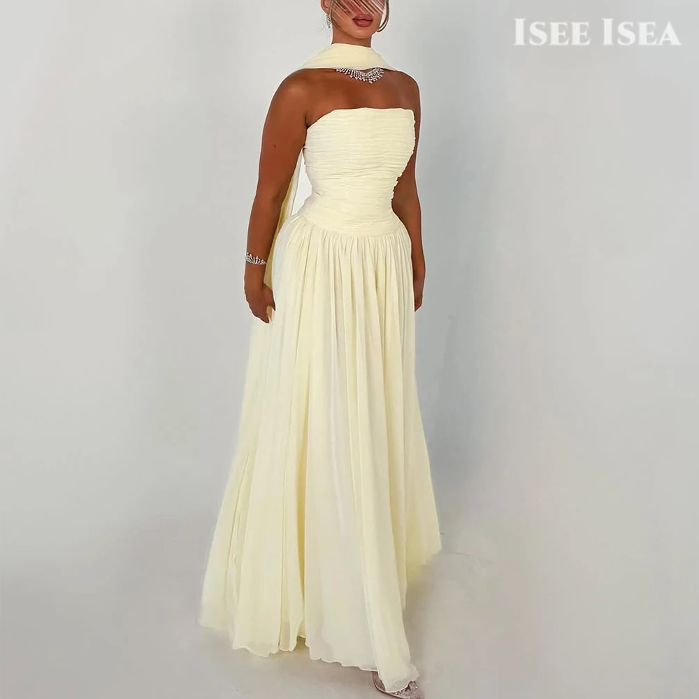 Luz amarela vestidos de noite chiffon halter pescoço sem alças ocasião formal festa vestidos de noite feminino brithday wear personalizado