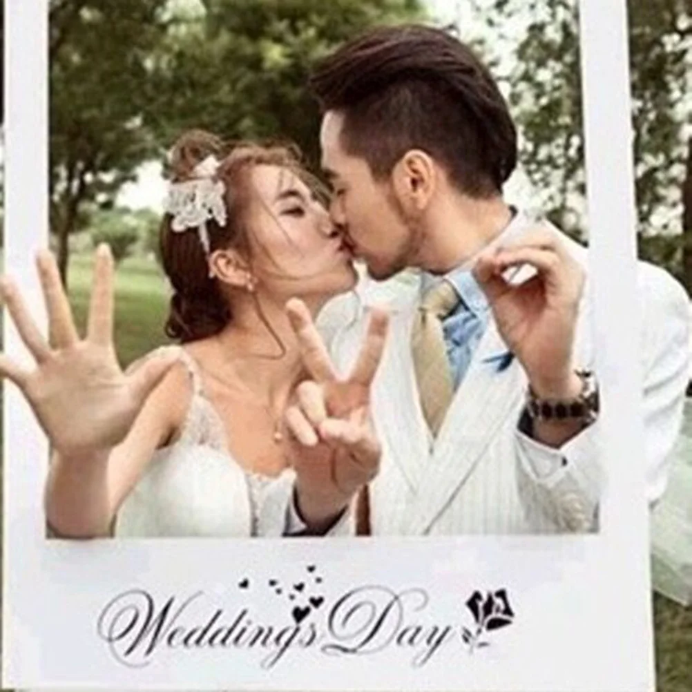 

3Pcs Creative Wedding White Paper Photo Prop Frames Solid Party Costume Ball Picture Frame Props Photo Prop Frame
