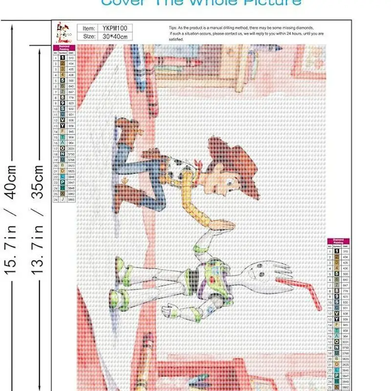 1PC 5D Full Drill DIY Diamond Painting Kit, Toy Story Woody & Forky sebagai Buzz Lightyear High-Five Celebration, Karakter Kartun B