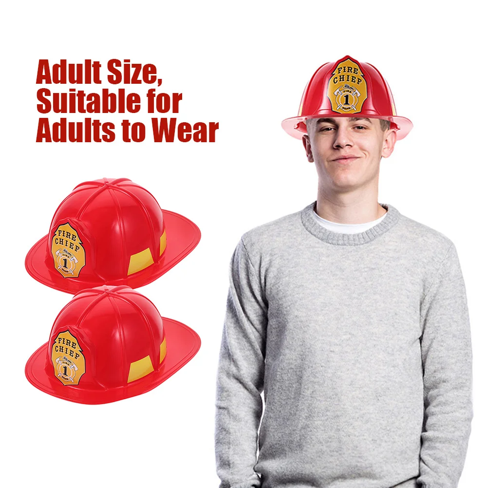 2 Pcs Role Playing Game Red Fireman Hat Beanie Costume Prop Hard Firefighter Accessory Toddler