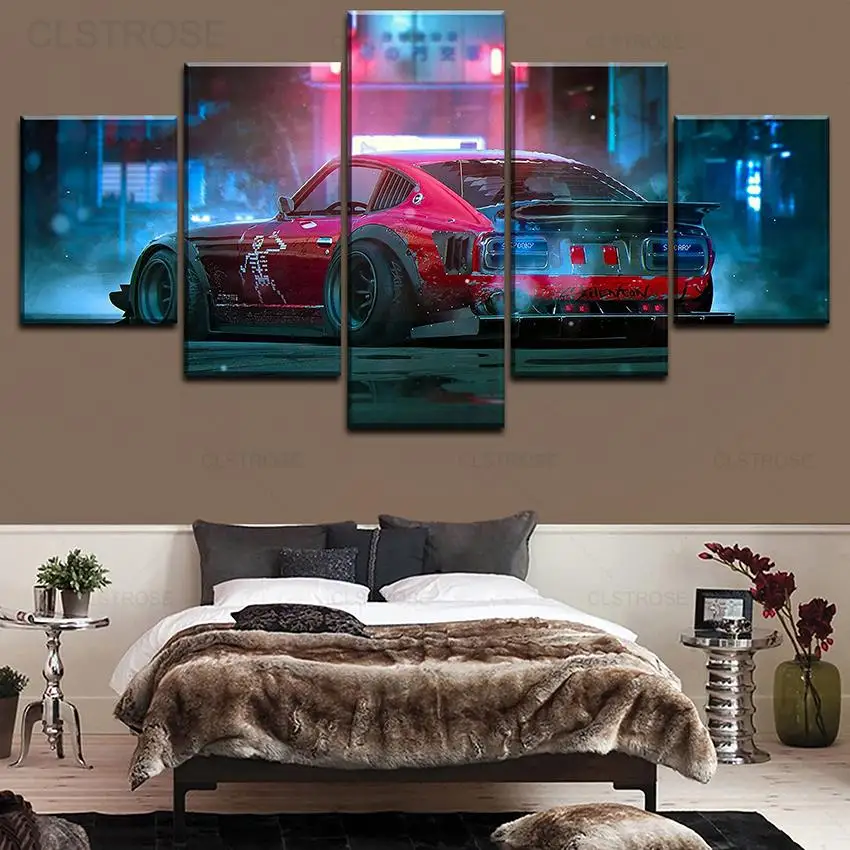 

5 Piece Fashion Racing Canvas Painting Nordic Night Landscape Wall Art Poster Modular Picture Modern Home Decor Living Room