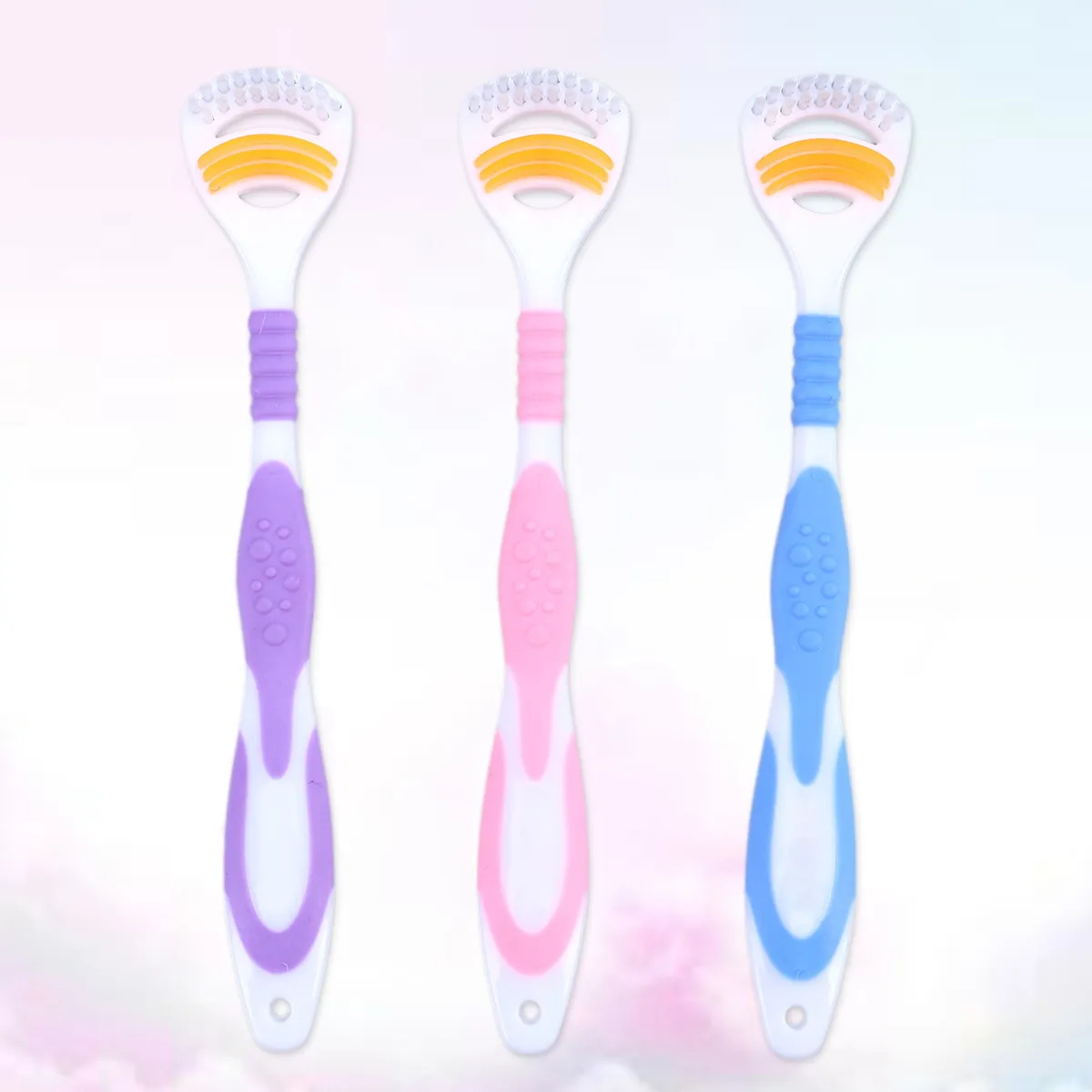 6Pcs Tongue Cleaner Scraper Food Grade Material Double Sides Non Slip Handle Oral Tongue Scraping Bacteria Removal