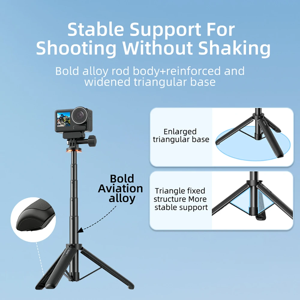 Tripé de bastão de selfie para dji osmo 360/instar360 x5/action 5 pro/bolso 3/gopro 13/dslr, poste de extensão de câmera, fotografia de viagem