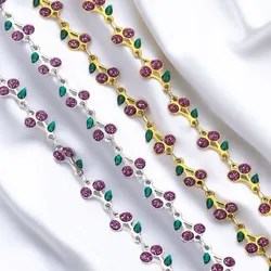1 Meter Stainless Steel Gold Color Enamel Cherry Chains for DIY Necklace Bracelet Jewelry Making Supplies Accessories Wholesale