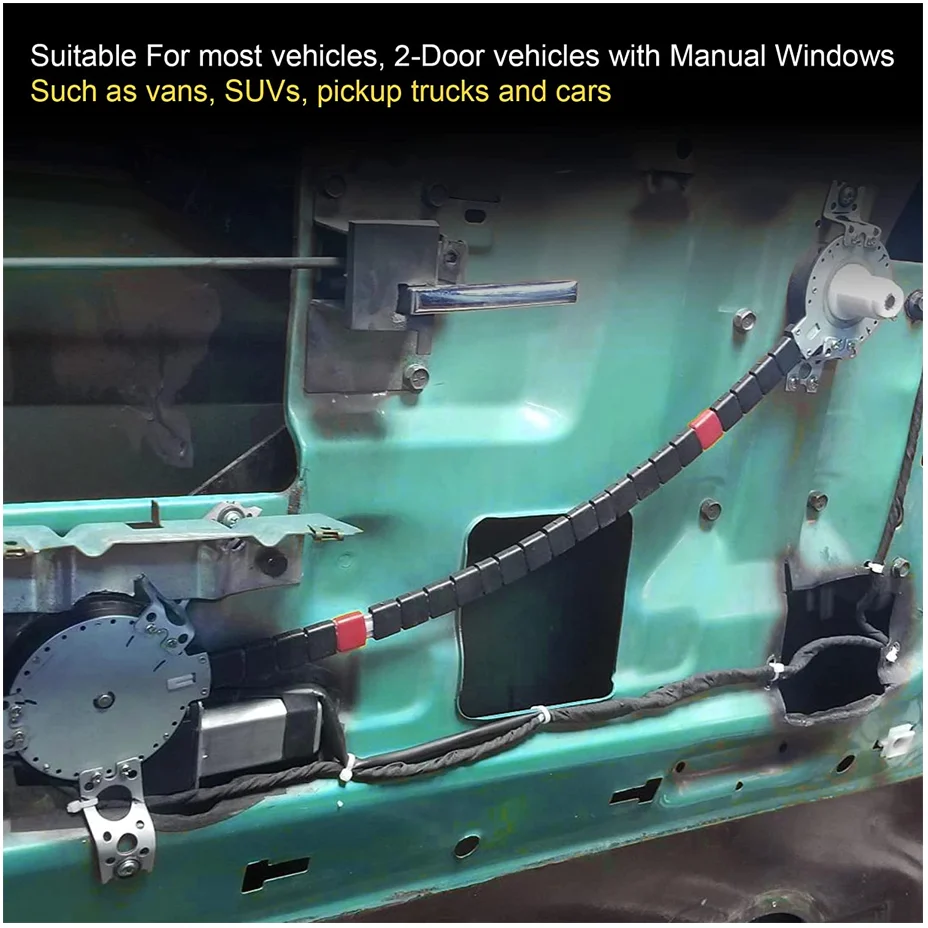 Universal Electric Power Window Lift Regulator Conversion Kit with Switches Wiring and Hardware for 2 Door Pickup SUV Truck Van