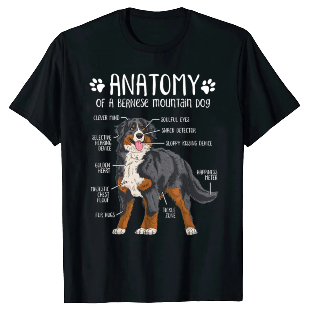 Funny Anatomy Bernese Mountain Dog Berner Lover Graphic T-shirts Men Fashion Casual Tshirt Loose Oversized Streetwear T Shirt