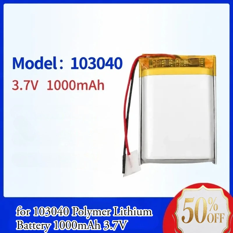 for 103040 Polymer Lithium Battery 1000mAh 3.7V Built-in Electronics for 102540 Lithium Battery for 102530