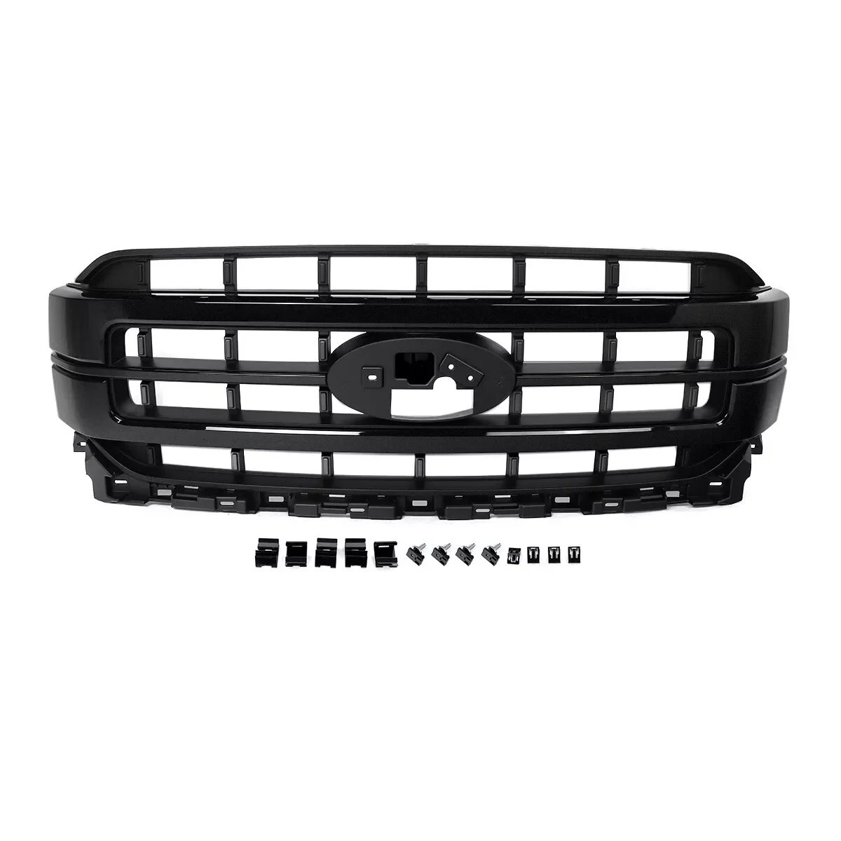 Magickit Grilles Replace For 2021 2022 2023 Ford F-150 F150 Front Grille Assembly Lariat Style Front Upper Grille UM Agate Black