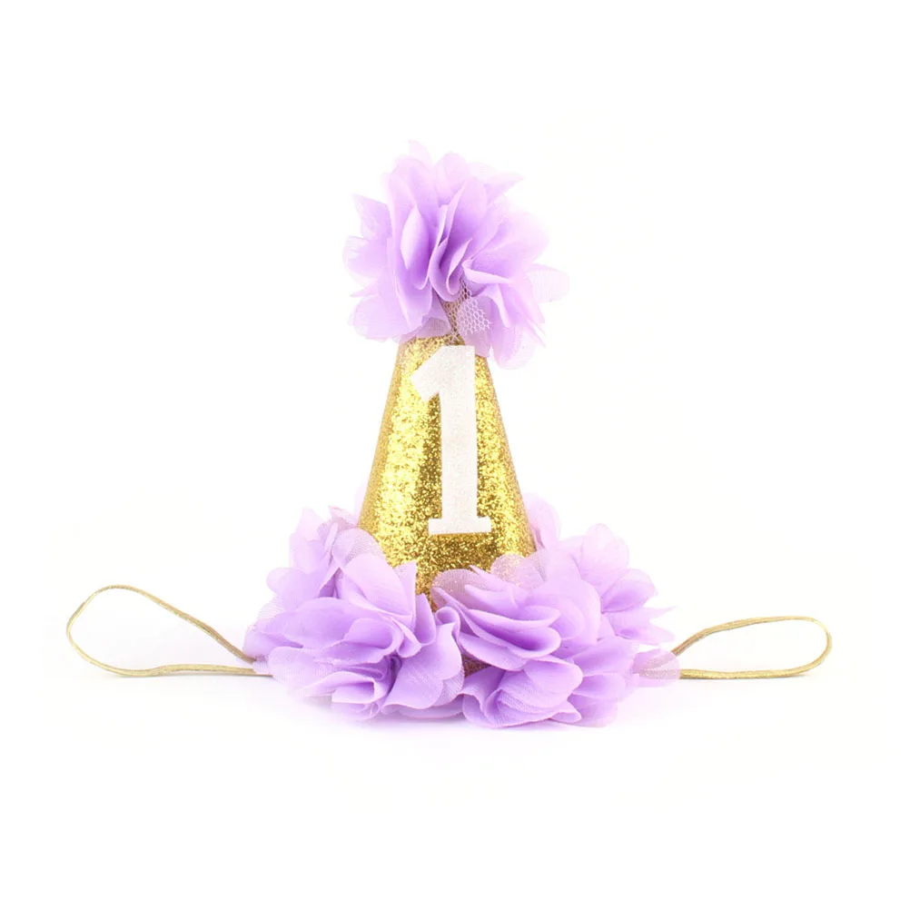 

Baby Purple Flower Hair Accessories Crown 1st Birthday Headband Lightweight 1 Year Birthday Party Supplies 1 Year Party Crown