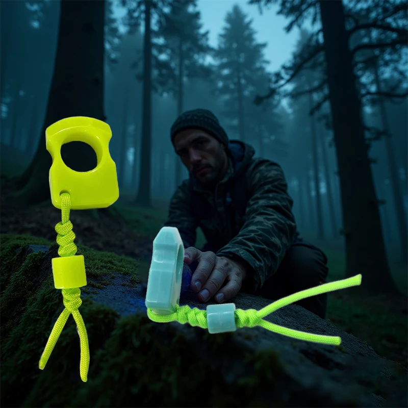 1 قطعة أدوات إنقاذ في الهواء الطلق EDC أداة حماية المفاصل مضيئة قلادة عصابة المفاتيح اليد الديكور مظلة حبل حقيبة قلادة