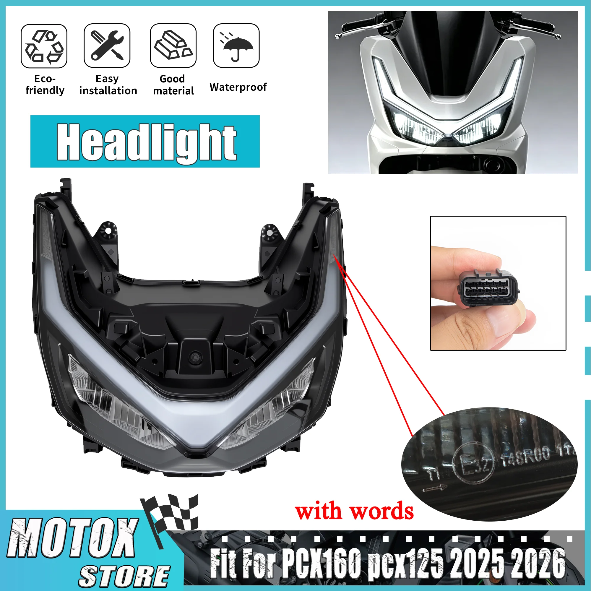 Motorcycle New Headlight Assembly Fit for 2025 2026 HONDA PCX160 PCX125 LED Headlamp PCX 160 125 WW125 Head Light