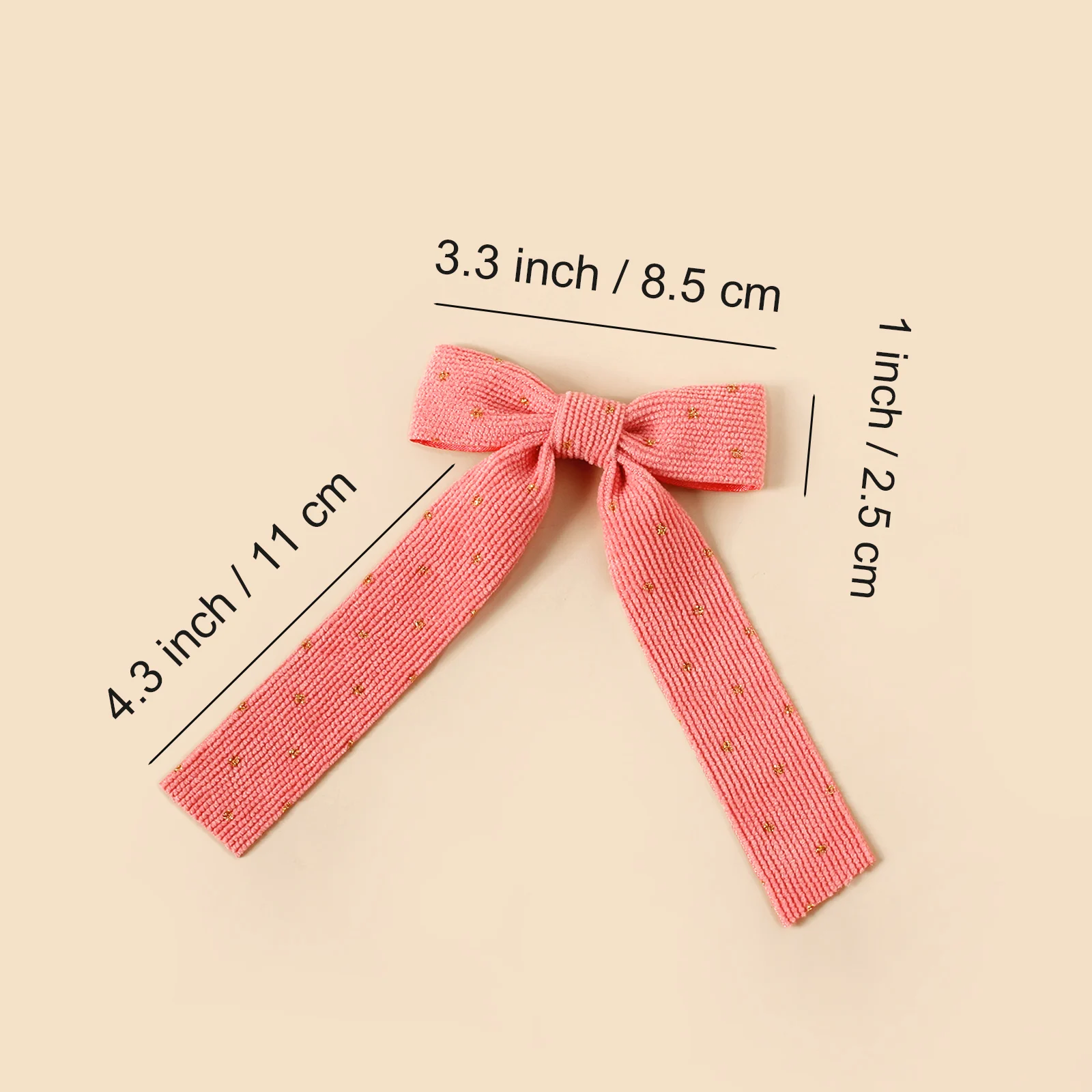 5PCS Mädchen Cord Bogen Haar Clips Kinder Punkt Zehe Haarspangen Kinder Flach Knoten Haarnadeln – Detail 7