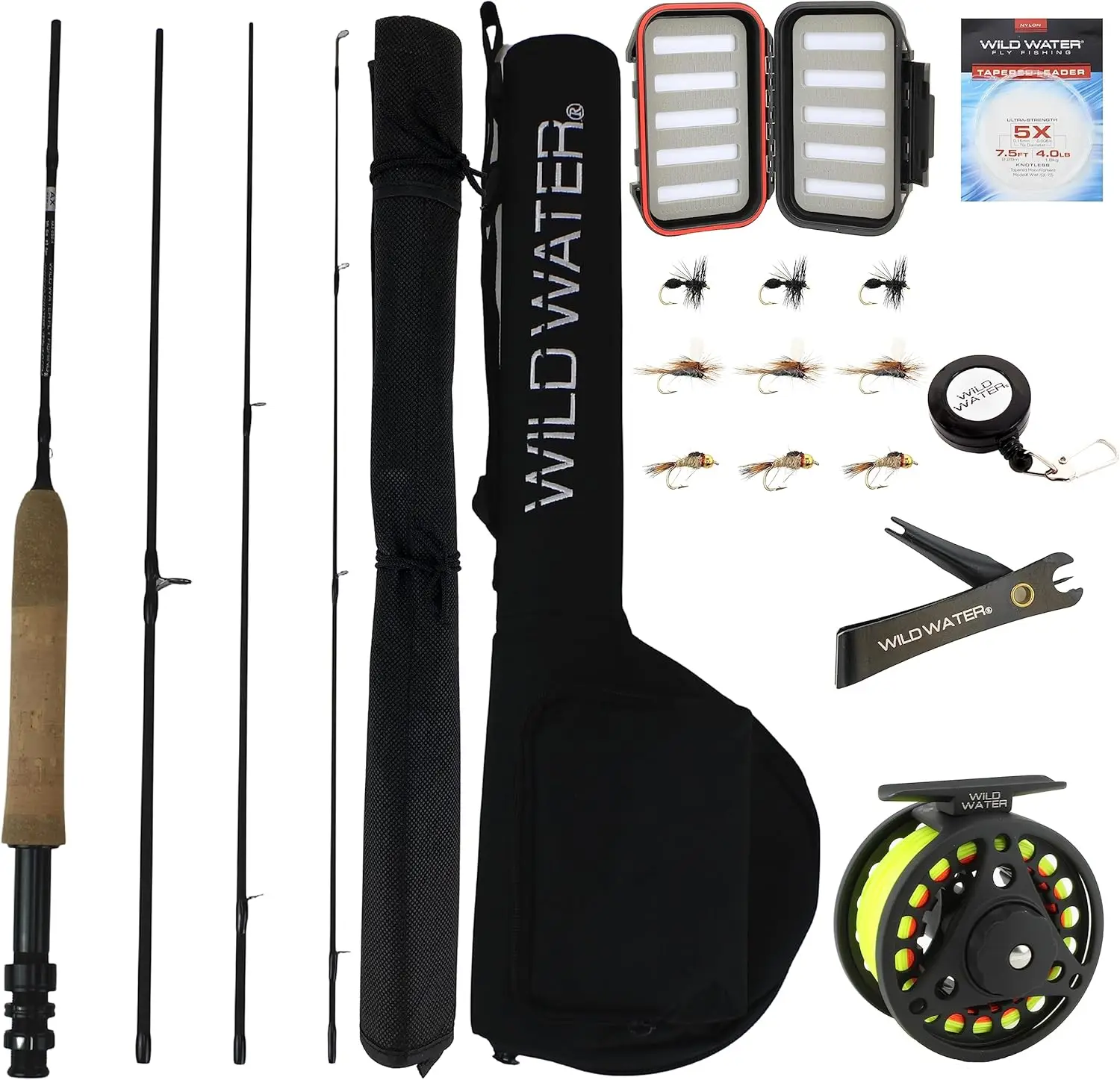 

5.5ft 3-Weight Fly Fishing Combo Starter Kit - Graphite Rod, Die Cast Reel, Flies & Case