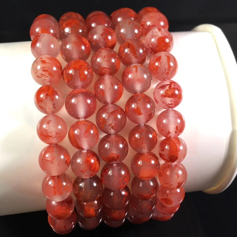 

Liangshan Sichuan Material Floating Round Bead Bracelet Rose Red Demon Grass Flower Flame Pattern Women'S Br
