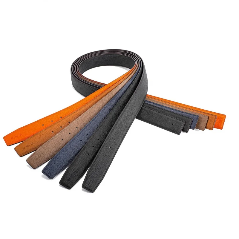 

Headless 3.8 width men's and women's belt 3.2 width lychee grain double-sided cowhide belt high-end private customization