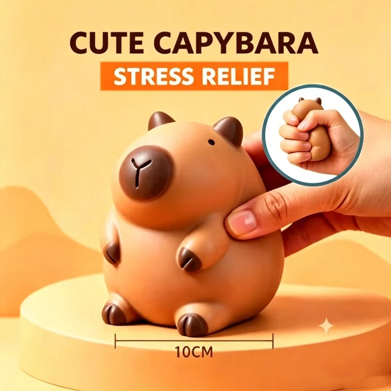Ornement à presser Capybara à rebond lent, Décoration de bureau douce et mignonne, Accessoire anti-stress pour les mains, Cadeau de fêtes