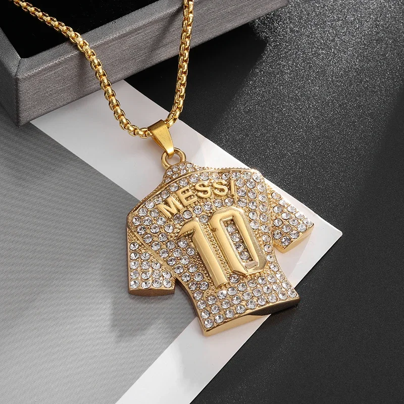 Fashionable and Creative No. 10 Jersey Men's Necklace Personality Charm Hip-Hop Punk Football Lover Jewelry Gift for Women