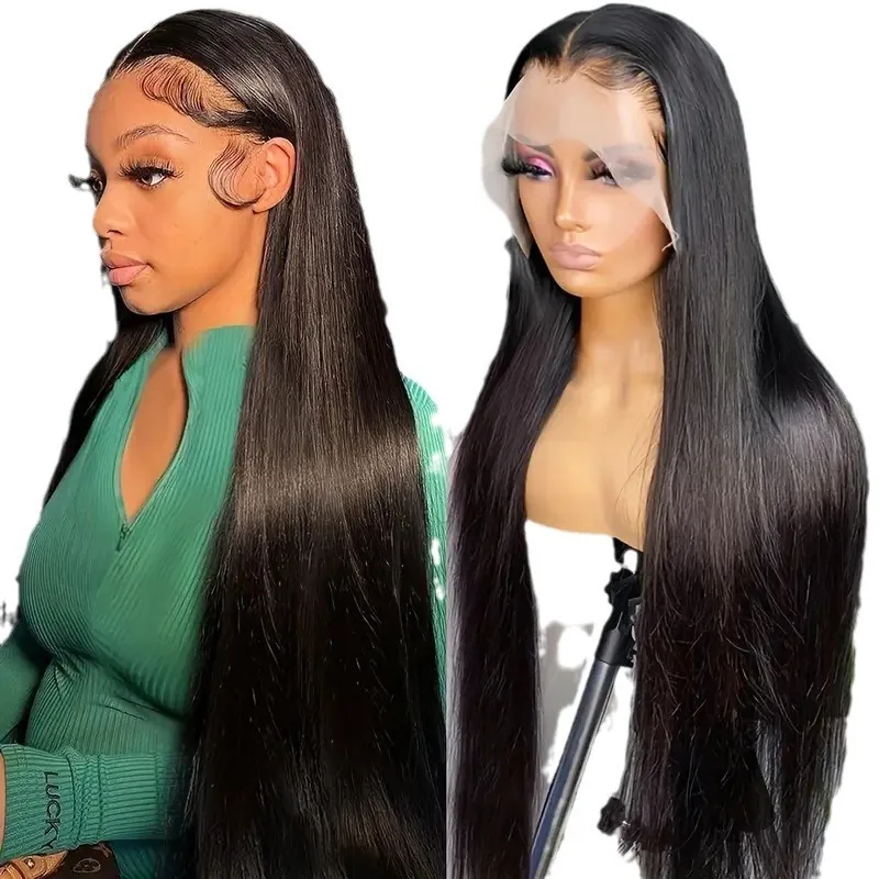 

Европейский и американский стиль: парик с кружевной передней частью для чернокожих женщин, с центральным пробором, длинные прямые волосы, пышный, натуральный, модный, повседневный, полный парик