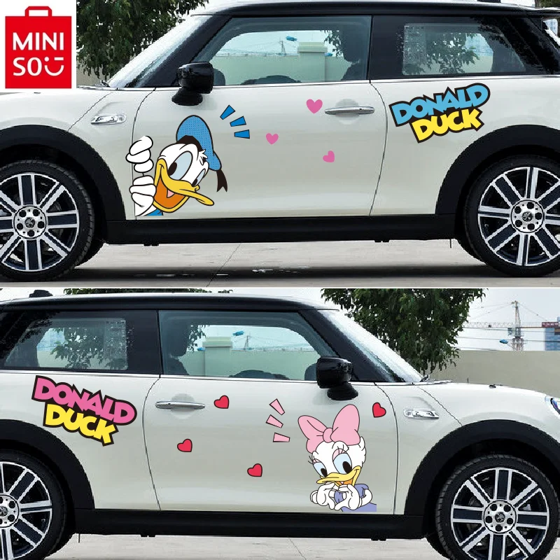 

MINISO Car Cute Cartoon Donald Duck Daisy Scratches on Both Sides of the Car Cover Car Decoration Stickers Accessories