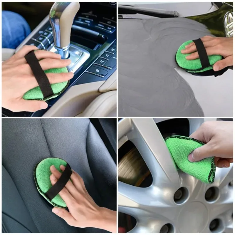 Automotive microfiber wax pad, belt design, easy to control the application of 5-inch polishing foam wax and sponge, 5 pieces image 6