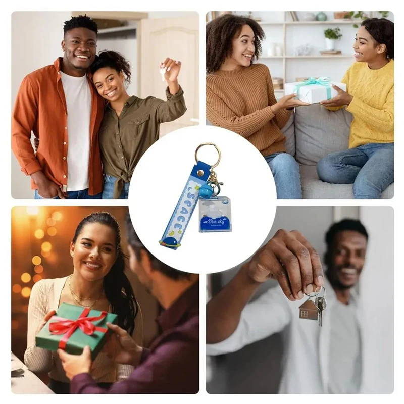 2025 New Liquid Floating Keychain Acrylic Square Floating Liquid Clouds Keychains Keychain Toys Backpack Accessory For Girls