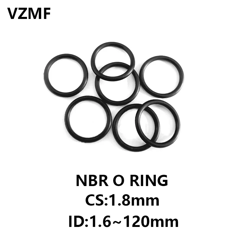

NBR O Ring Gasket Thickness CS 1.8mm ID 1.6~120mm Nitrile Rubber Round O Type Corrosion Oil Resist Sealing Washer Blackr