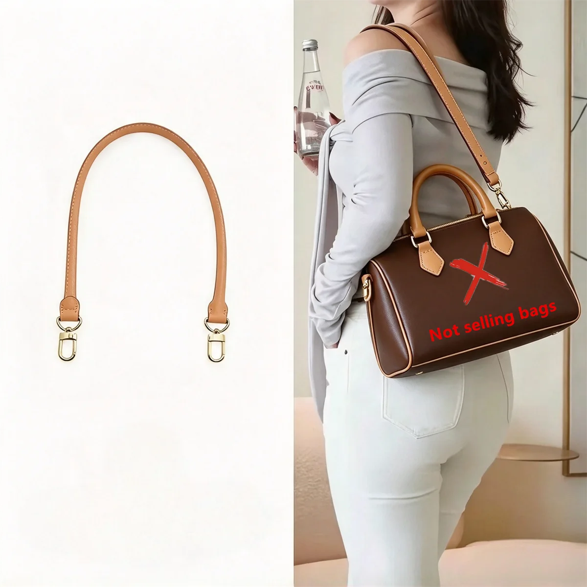Genuine Cowhide Shoulder Strap for Speedy 20/25/30 Vachetta Leather Crossbody Handbag Replacement Strap Accessory