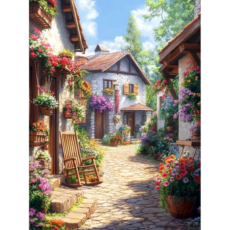 

GATYZTORY Oil Painting By Numbers Town Landscape Acrylic Drawing Canvas Picture For Adults Home Decoration Gift