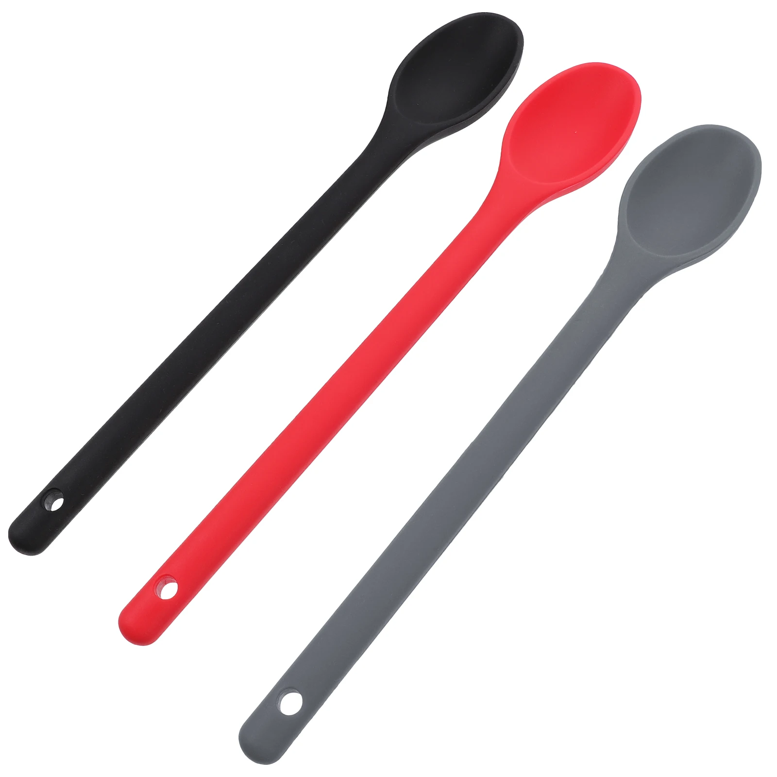 

3pcs Silicone Baking Spoons Cooking Kitchen Tools Long Handle Non Stick Food Grade Safe Multipurpose Bakeware Gadgets