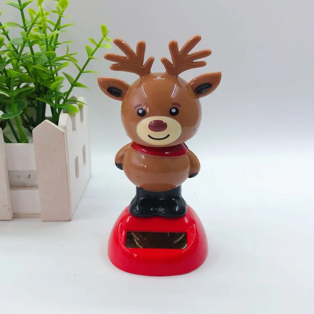 New Elk Christmas Solar Dancing Santa Snowman Shaking Head Penguin Window Decor Swing Figurines Car Interior