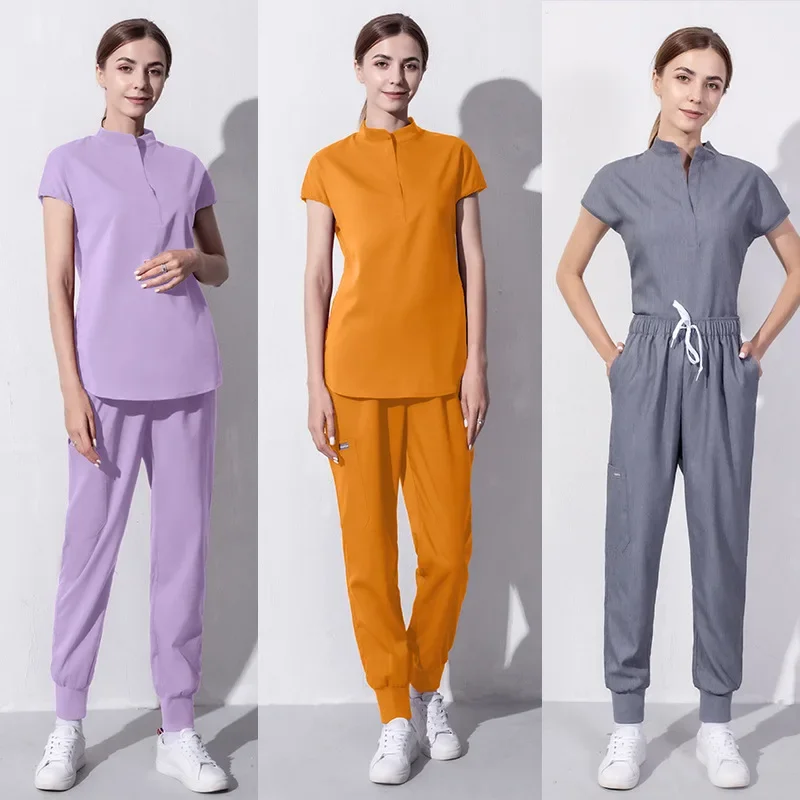 Customizable LOGO Hospital Soft Elastic Fabric Clinic Workwear Operating Pants Surgical Clothes Medical Scrub Set Jogger Suit