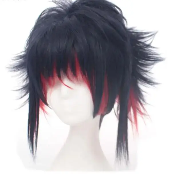 Shaggy Layered Fluffy Cabelo Sintético, Preto, Vermelho, Mix Curto, Masculino Cosplay Perucas Completas, 32cm, 12.5"