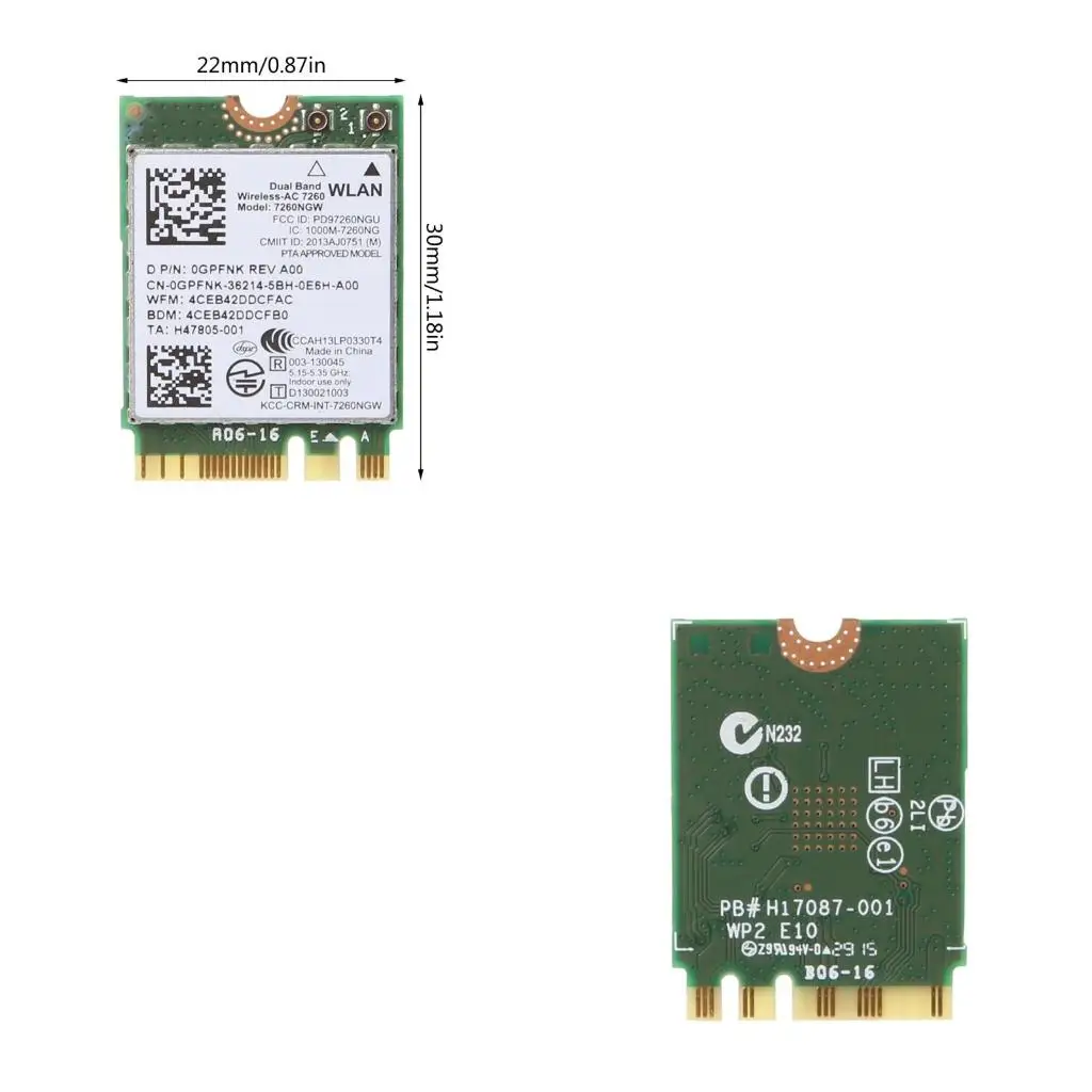 

7260NGW NGFF for M.2 Wireless Card 802.11ABGN/AC WiFi + Bluetooth-compatible