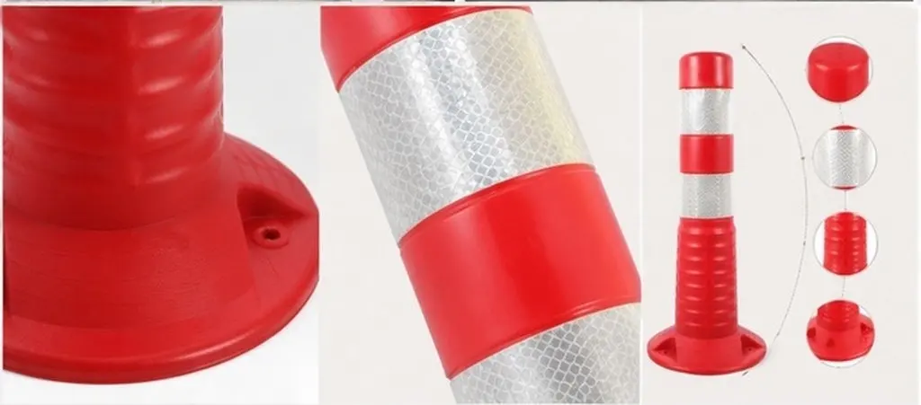 Traffic Safety Column Reflective Anti-Collision Warning Pile Heavy-Duty Plastic Road Barrier Movable Fixed Column for Pedestrian
